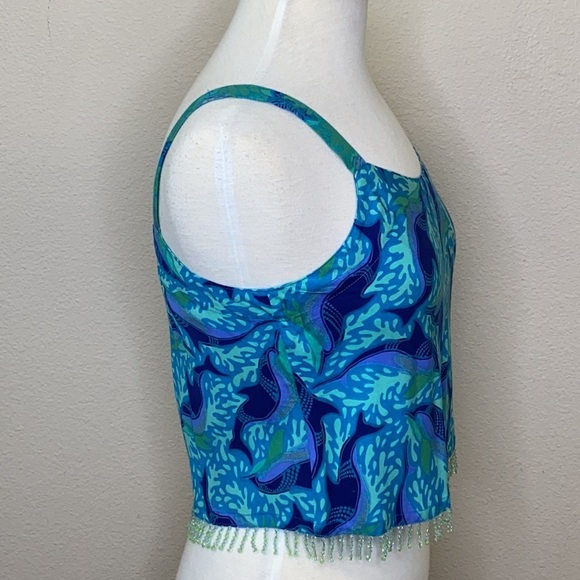 Rainbow-Jo Hawaii Dolphin Crop Top beach theme party summer Halloween sorority - Picture 8 of 11